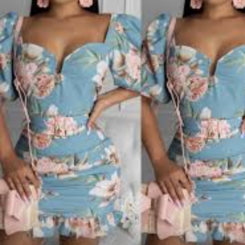 Floral luxxel blue medium dress
